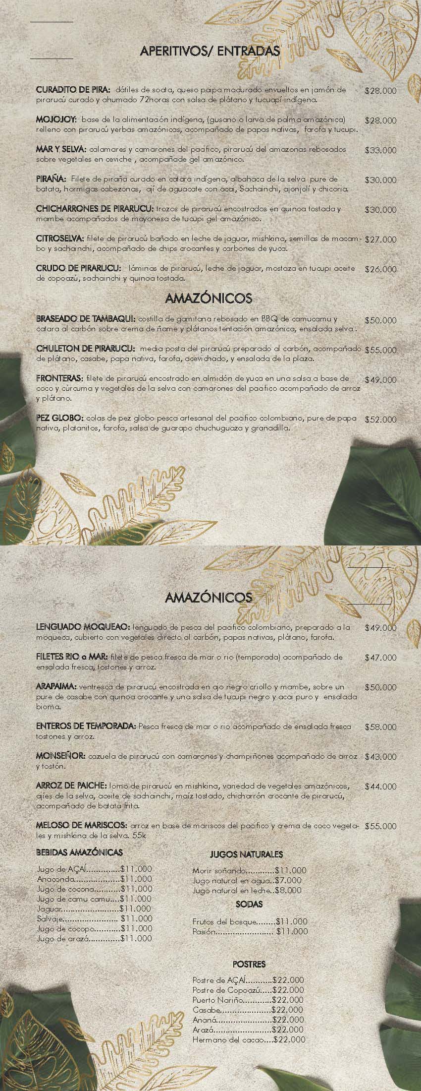 Carta Restaurante AÇAI