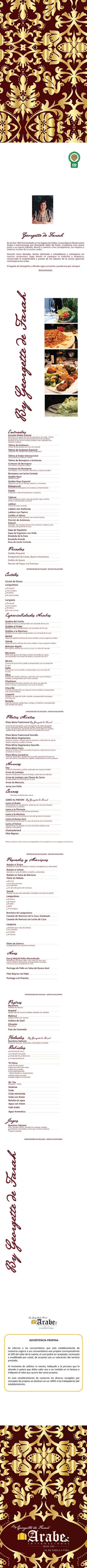 Carta Restaurante Arabe
