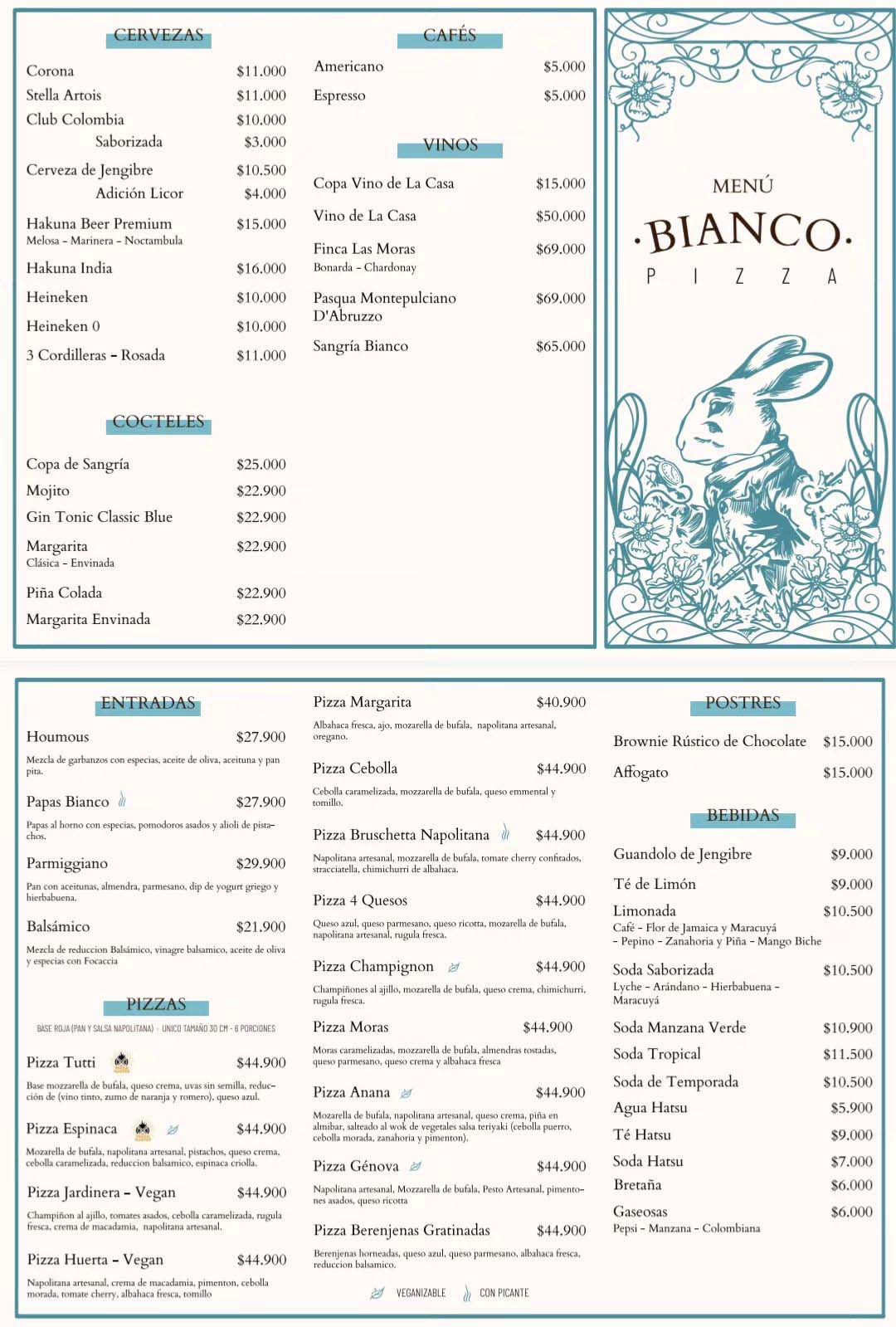 Carta Restaurante BIANCO