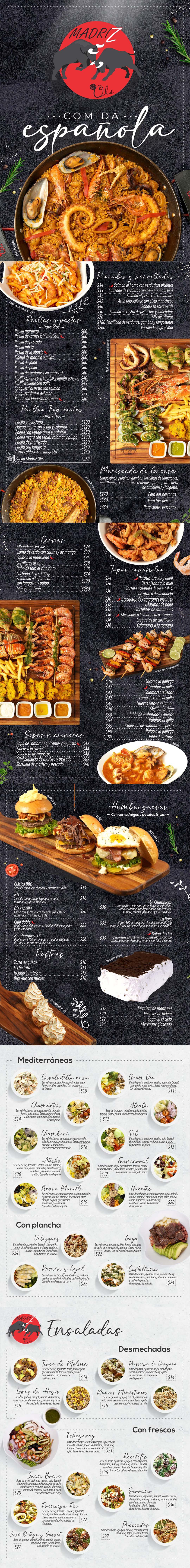 Carta Restaurante Madriz Olé