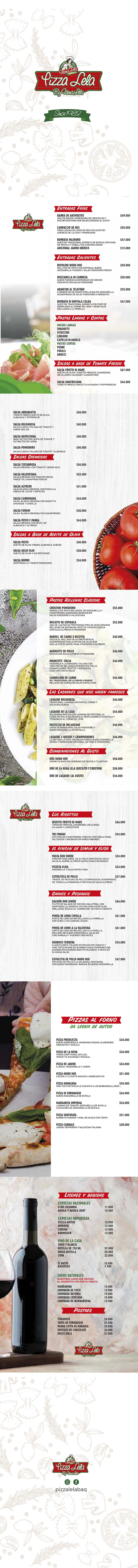 Carta Restaurante Nena Lela