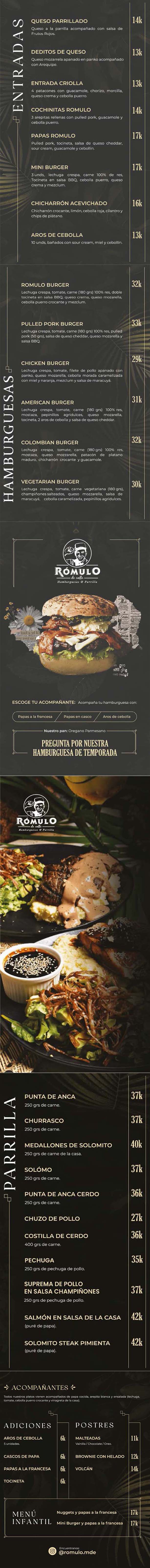 Carta Restaurante Rómulo de Calle