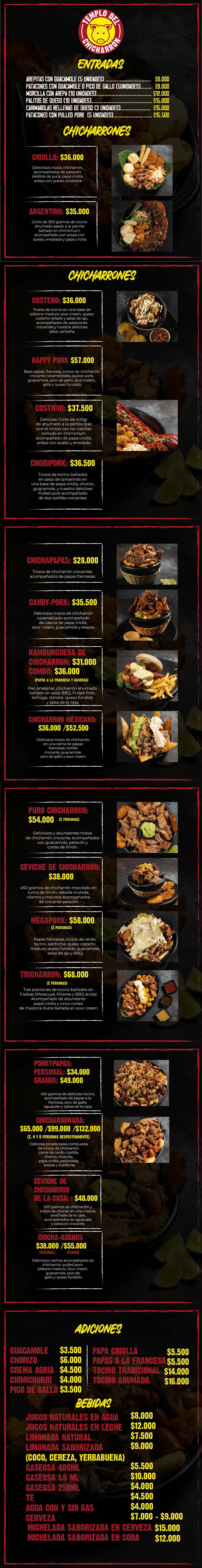 Carta Templo del Chicharrón